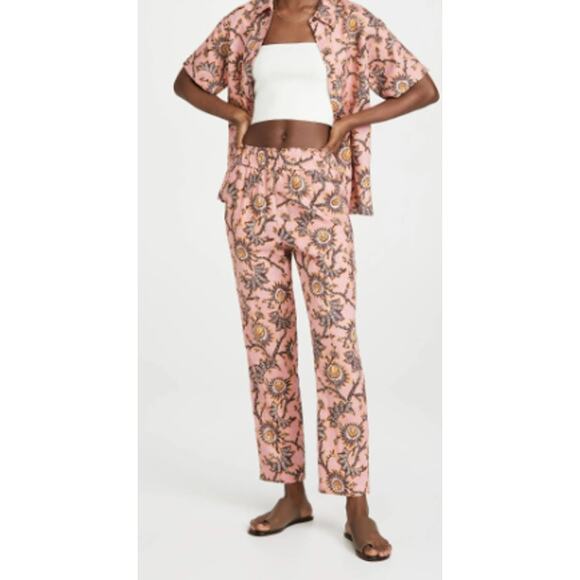 A.L.C. Henry Pants Pink Yellow Floral Print Linen ~ Sz 8 ~ Wardrobe Workhorse - Picture 7 of 7